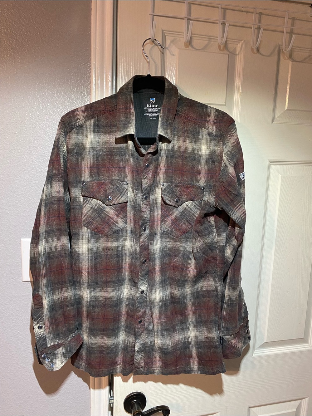 Kuhl Men's Plaid Button-Down Shirt in Red and Gray